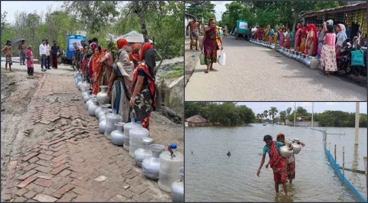 শ্যামনগর উপকূলে খাবার পানির জন্য হাহাকার 